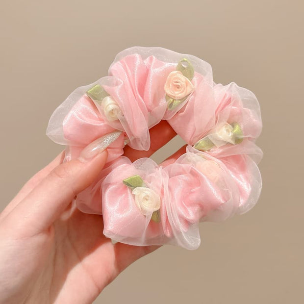 Pink Small Flower Hair Tie JLL015