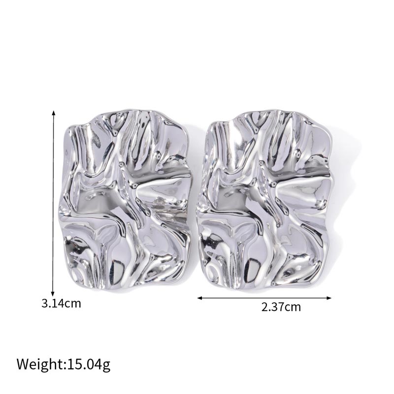 Wrinkled Rectangle Stud Earring