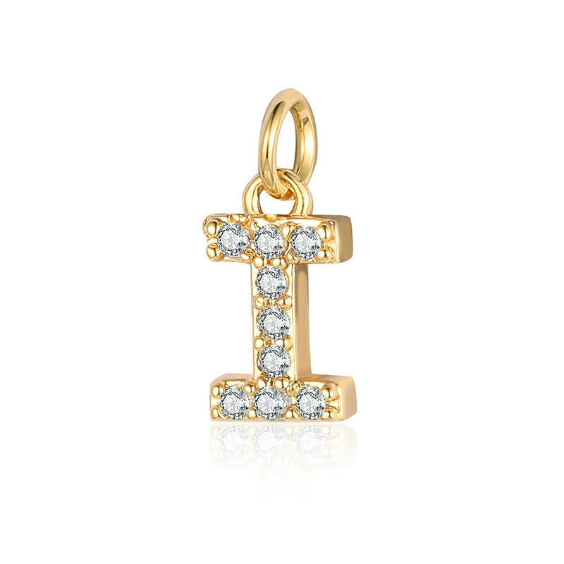 Fashion Alphabet Pendant | Gold Zircon Letter Charm A-Z