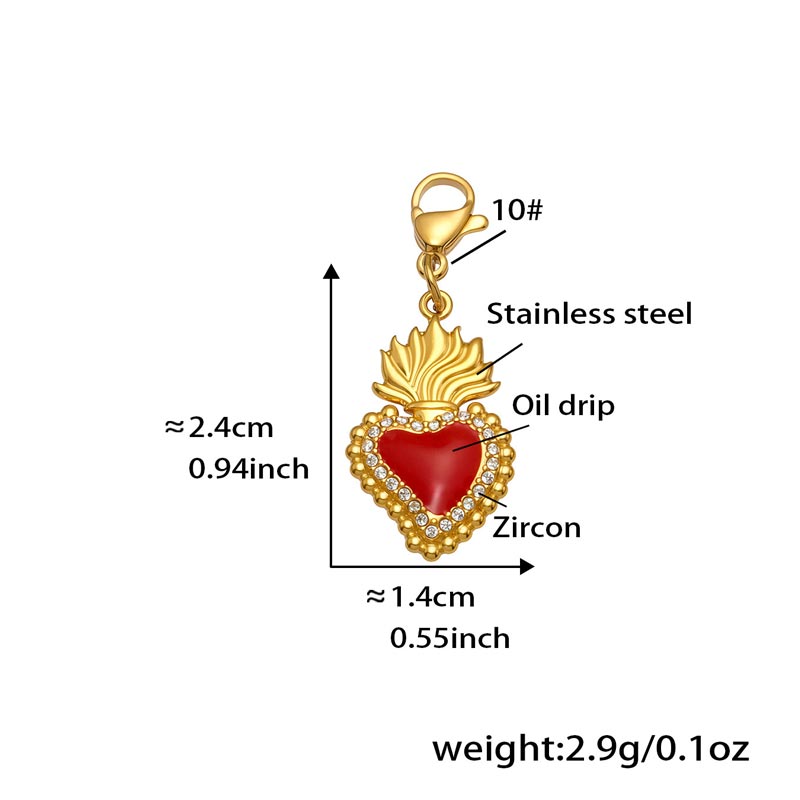 Stainless Steel Enamel Heart Charm