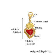 Stainless Steel Enamel Heart Charm
