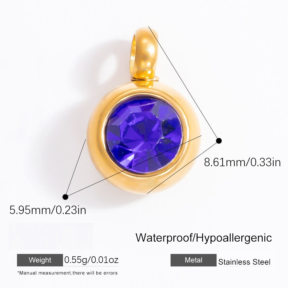 6mm Birthstone Single Pendant Steel Necklace Charm JXPJ91627A