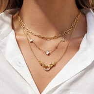 Designer Zirconium Necklace | 18K Gold Plated Steel Choker