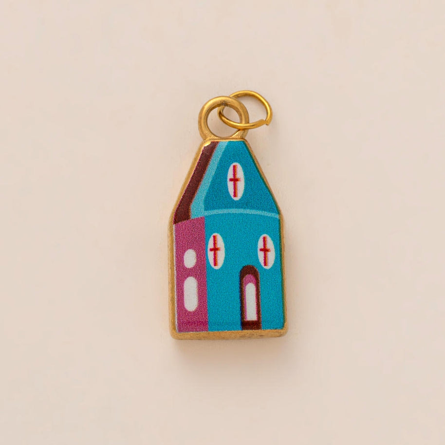 Oval Enamel Flower House Pendant DIY Charm Jewelry JX253203GK