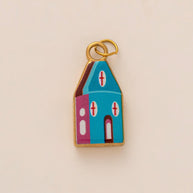 Oval Enamel Flower House Pendant DIY Charm Jewelry JX253203GK