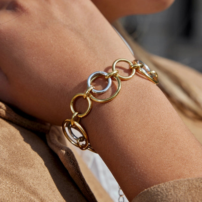Two-Tone Bracelet | 18K Gold Plated Fade-Resistant Cuff