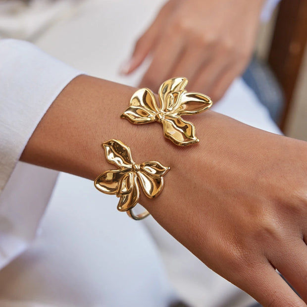 Adjustable Floral Cuff Bracelet | Designer Winter Jewelry