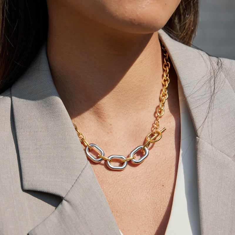 Two-Tone Chain Necklace | 18K Gold Plated Stainless Steel