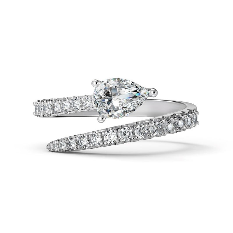 Pear CZ Iced Out Spiral Ring JDY120955