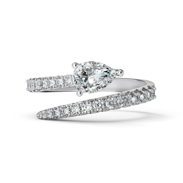 Pear CZ Iced Out Spiral Ring JDY120955
