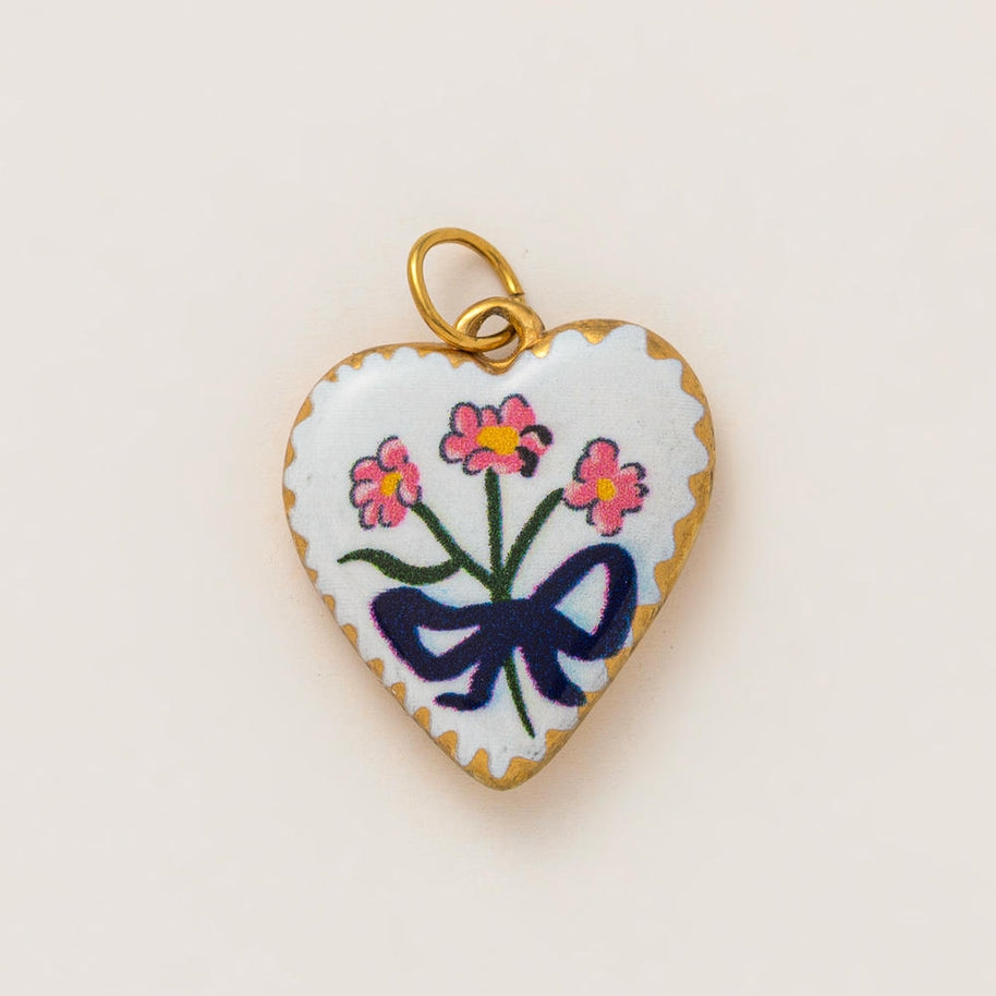DIY Flower Grass Pendant Heart Print Colorful Charm JX252601S