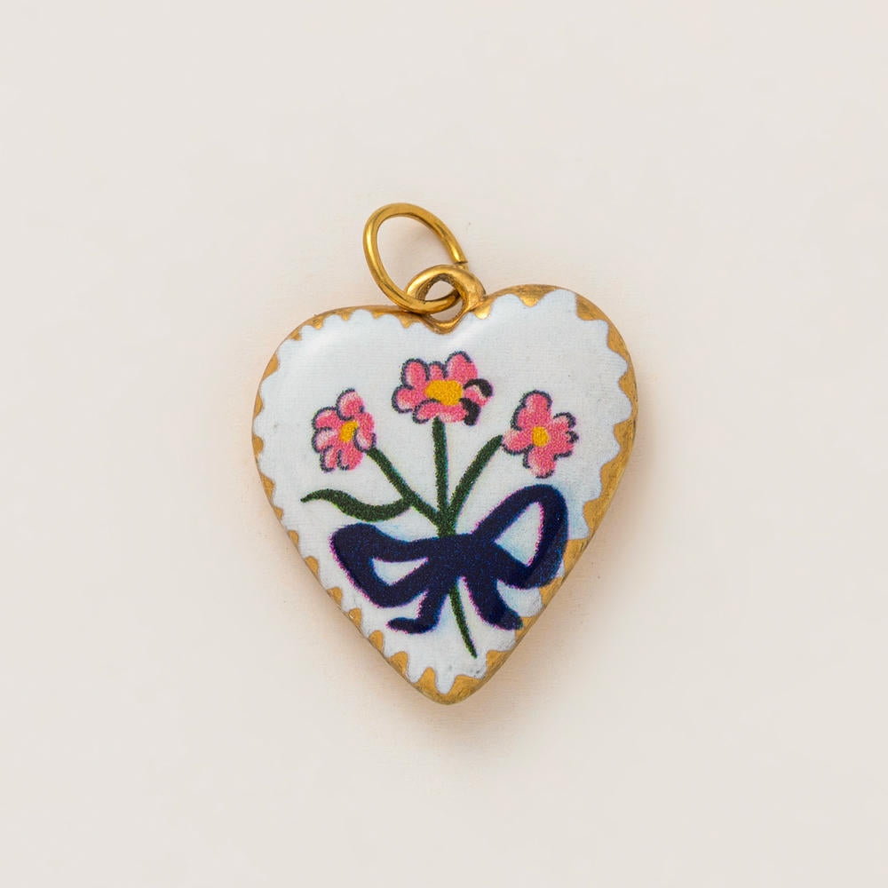 DIY Flower Grass Pendant Heart Print Colorful Charm JX252601S