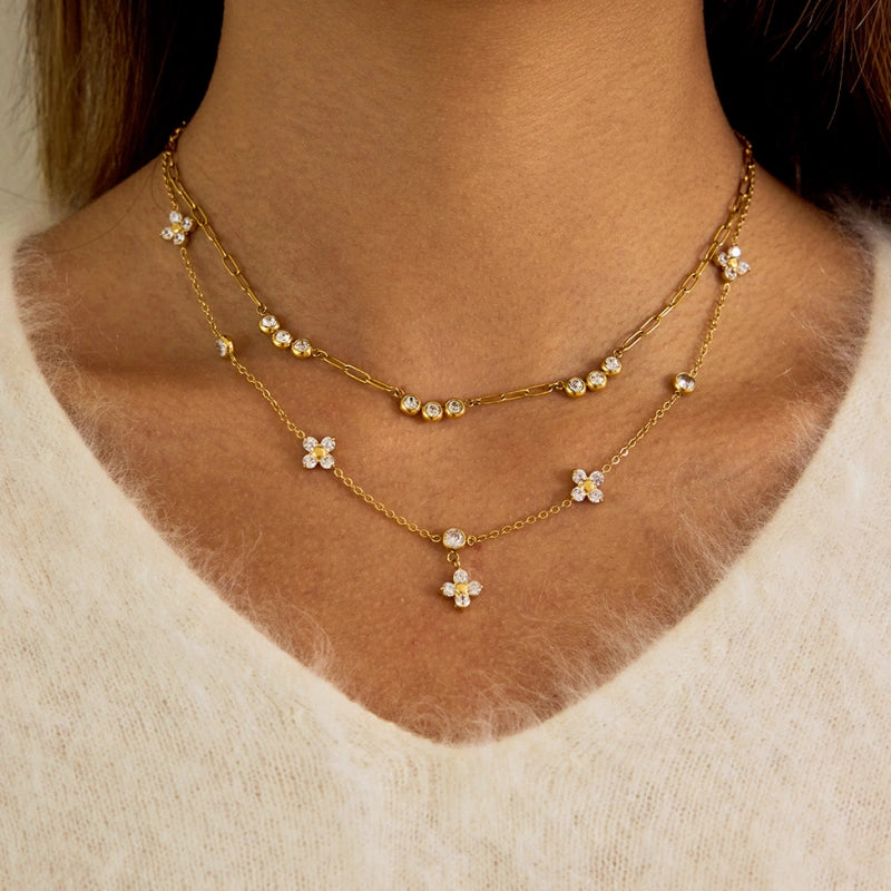 Lucky Clover Zircon Necklace | Hypoallergenic Women Jewelry