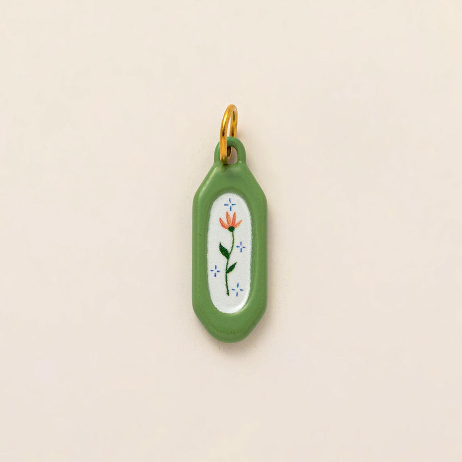 European Cartoon Sea Grass Enamel Pendant 18K Gold Plated