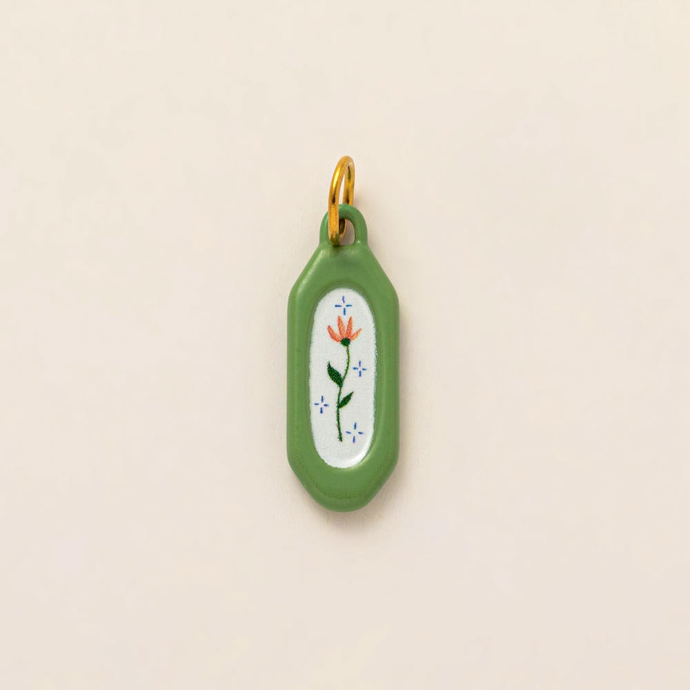 European Cartoon Sea Grass Enamel Pendant 18K Gold Plated