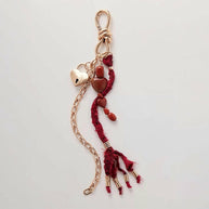 Vintage Heart  Stone Bag Charms Bohemian Tassel Keychain
