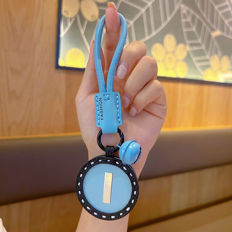 Letter Keychain | Round Leather Charm | Minimalist Gift