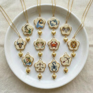 Print Series Zodiac Charm Steel 18K Gold Plated DIY JX255014QI