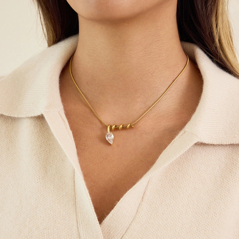 Artisan Zircon Necklace | Unique Fade-Resistant Steel Choker