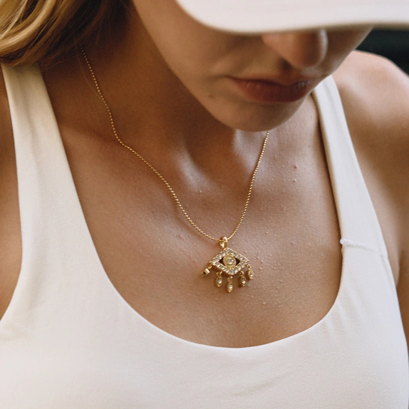 Evil Eye Zircon Necklace | Stainless Steel Fringe Jewelry