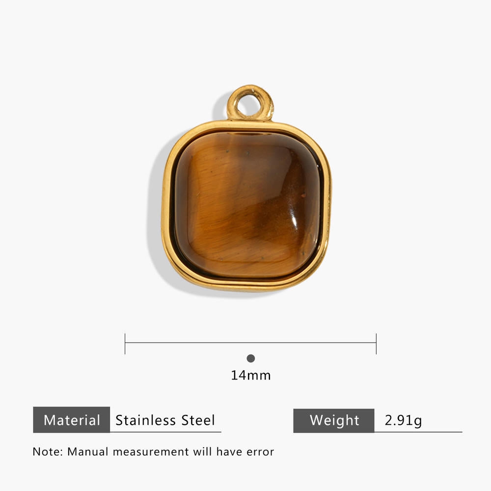 European Vintage Tiger Eye Pendant Earring Charm 18K Gold