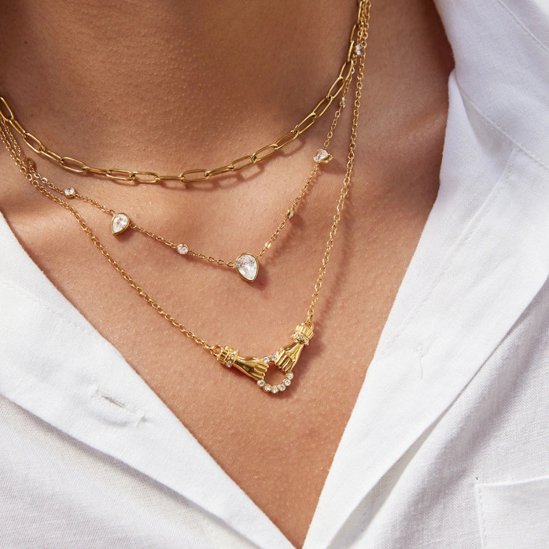 Designer Zirconium Necklace | 18K Gold Plated Steel Choker