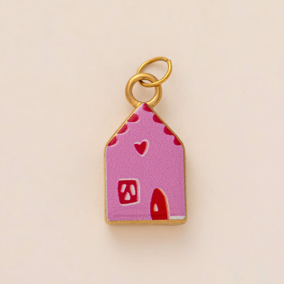 Oval Enamel Flower House Pendant DIY Charm Jewelry JX253203GK