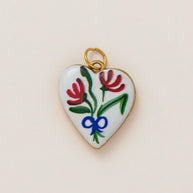 DIY Flower Grass Pendant Heart Print Colorful Charm JX252601S