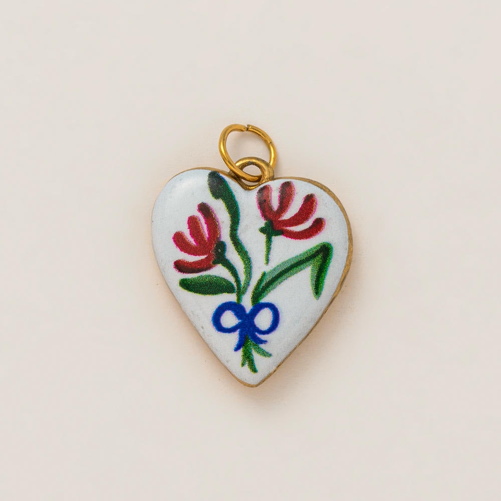 DIY Flower Grass Pendant Heart Print Colorful Charm JX252601S