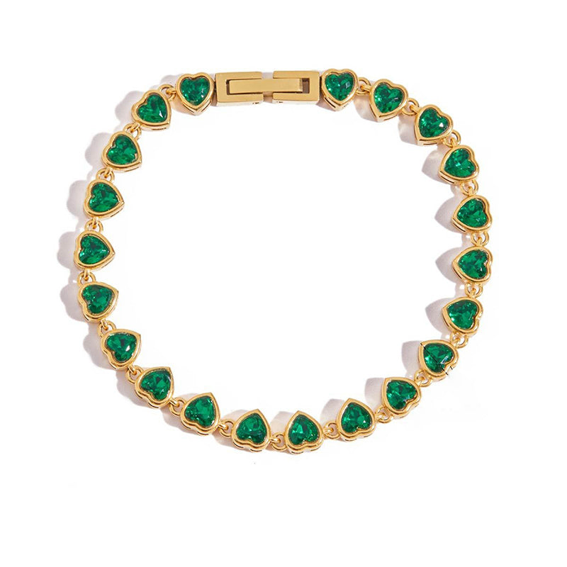 Green Cubic Zirconia Heart Bracelet JXB0112062
