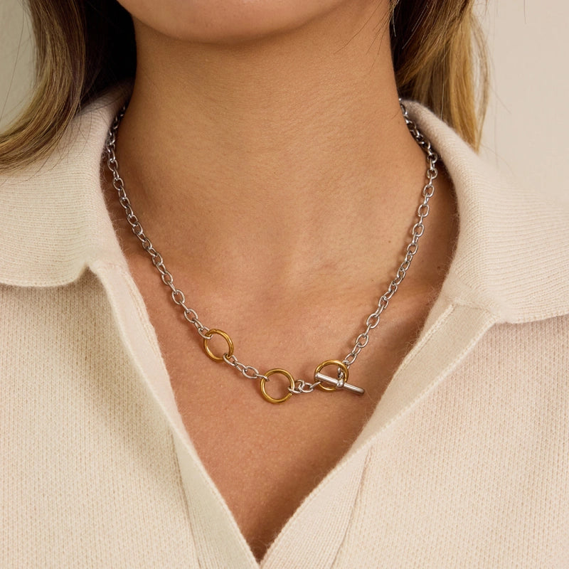 Long  OT Lock Cuban Necklace | Designer Layered Jewelry