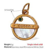 French Retro Starfish Round Necklace Pendant Rhinestones