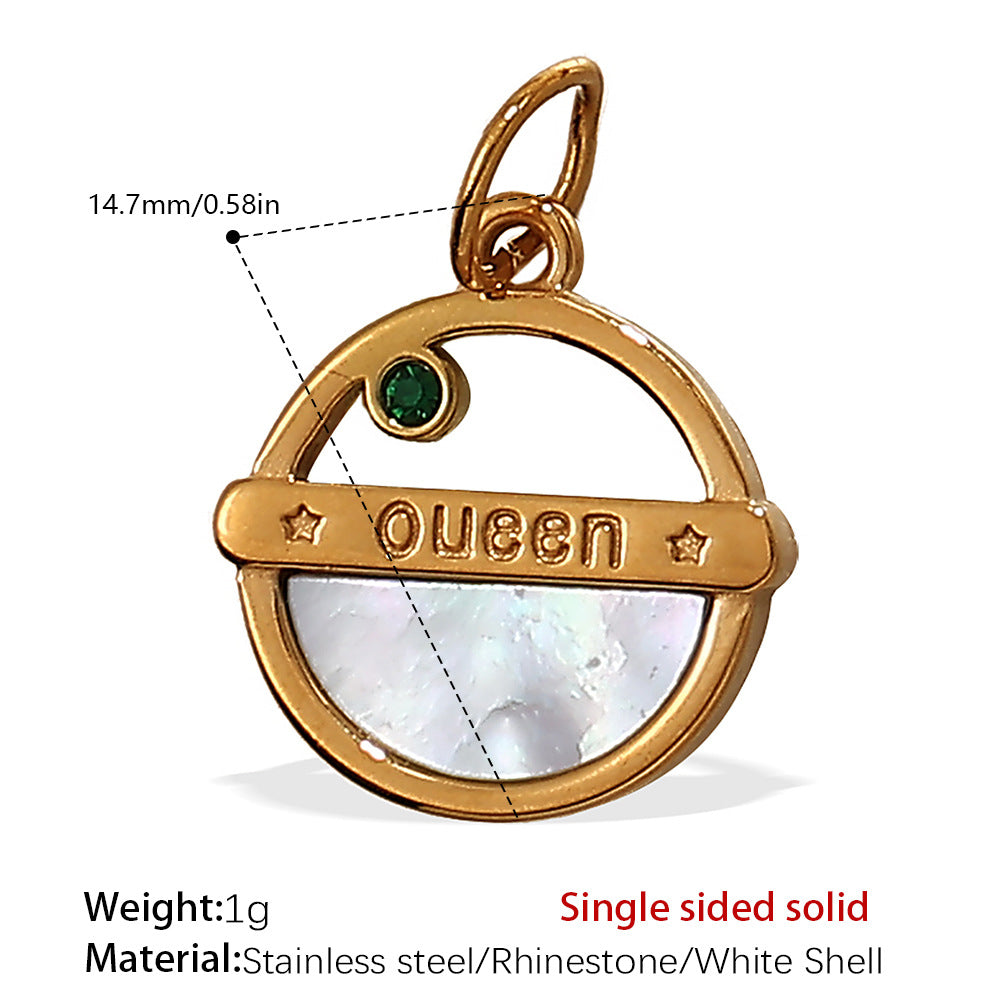 French Retro Starfish Round Necklace Pendant Rhinestones