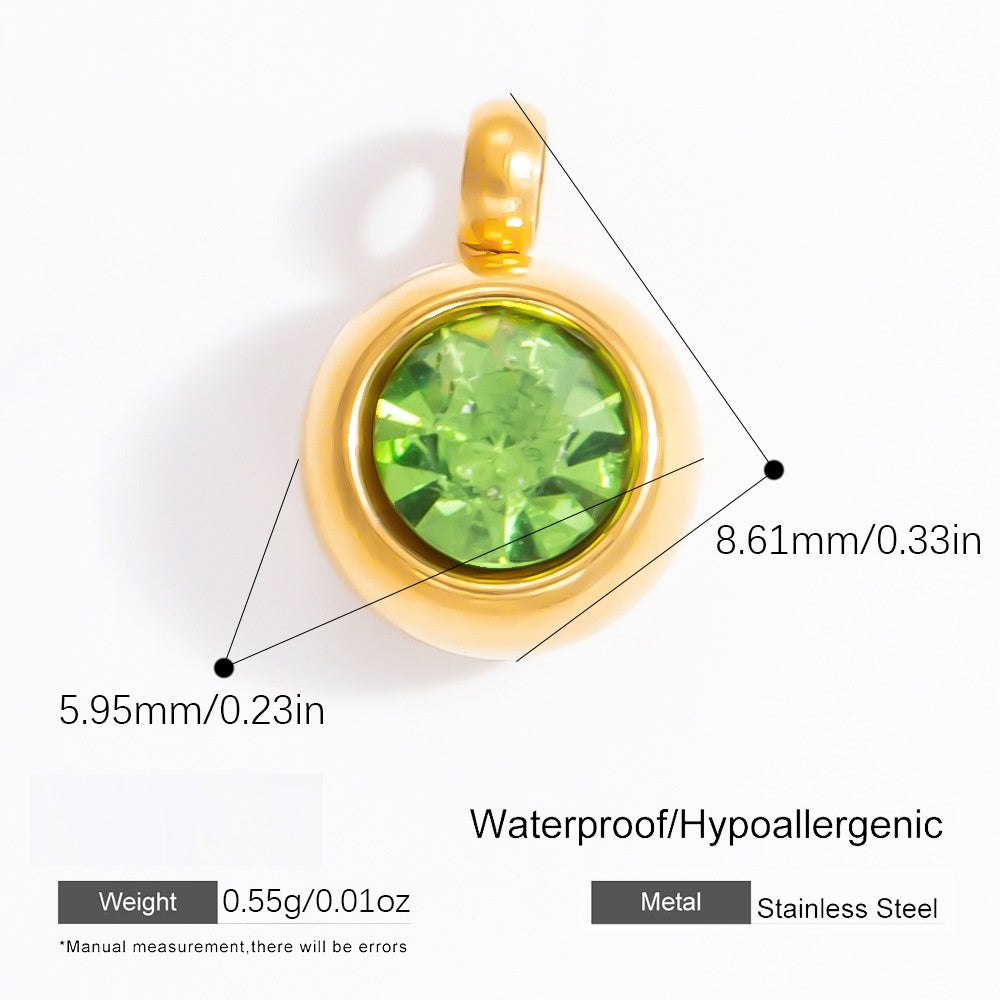6mm Birthstone Single Pendant Steel Necklace Charm JXPJ91627A