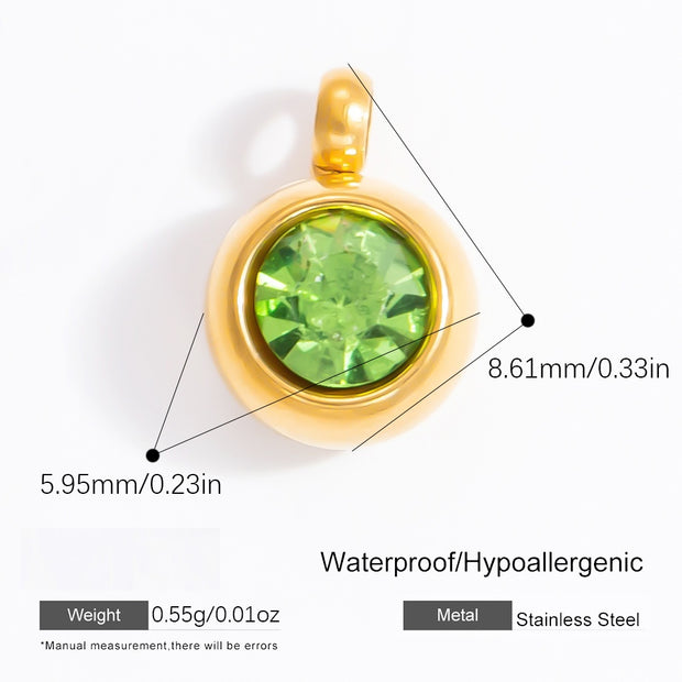 6mm Birthstone Single Pendant Steel Necklace Charm JXPJ91627A