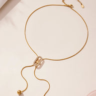 Sliding Fringe Necklace | 18K Gold Plated Zircon Bead Chain