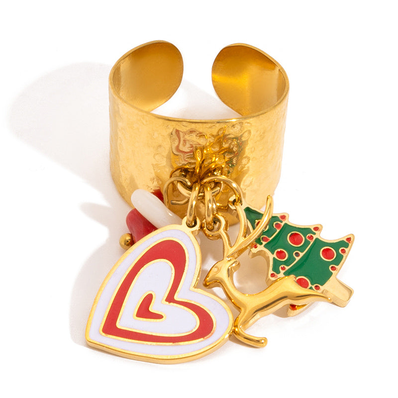 Christmas Tree Heart Reindeer Ring JXR0209010