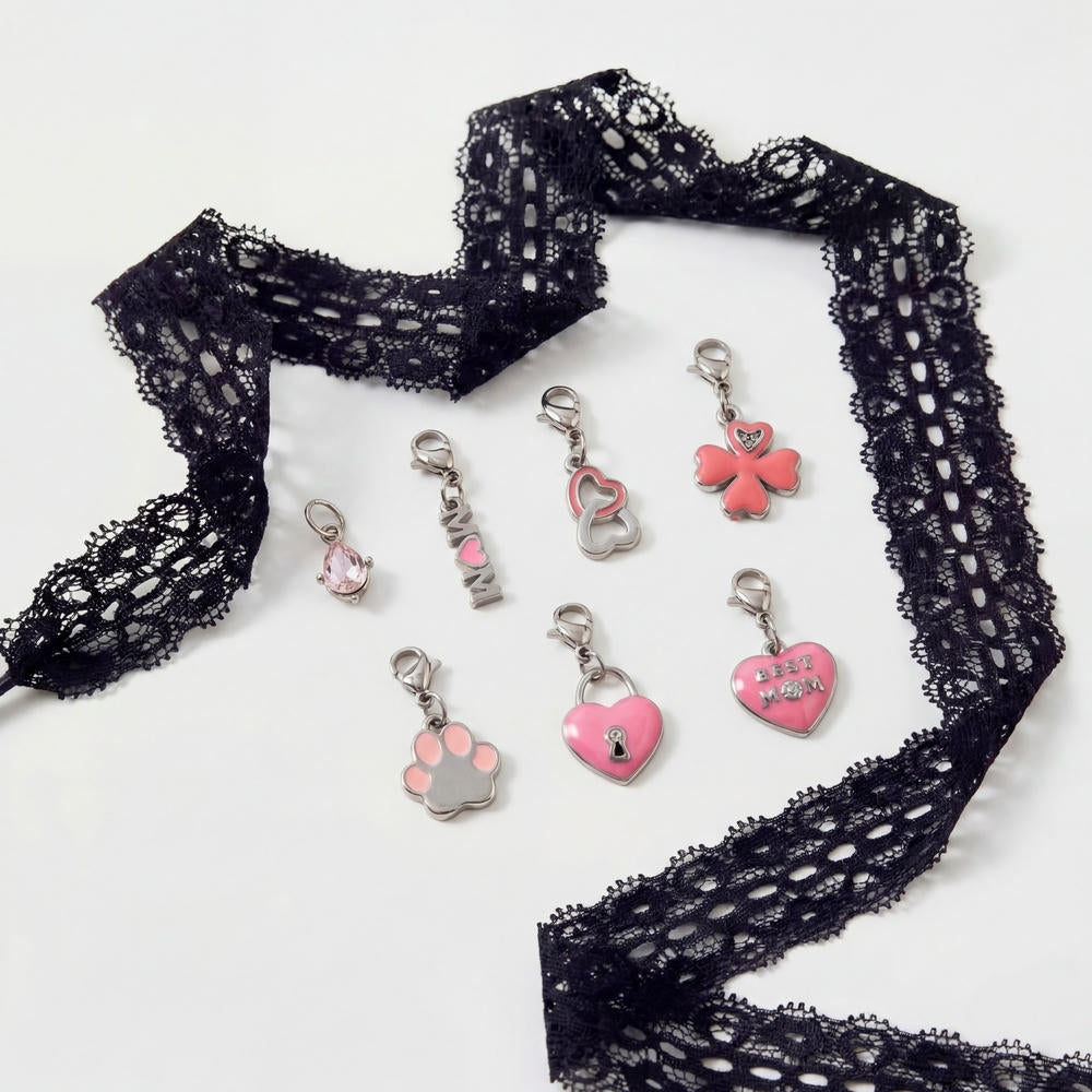 Pink Heart Lock DIY Shoe Charm 18K Gold Steel JX26041249GK