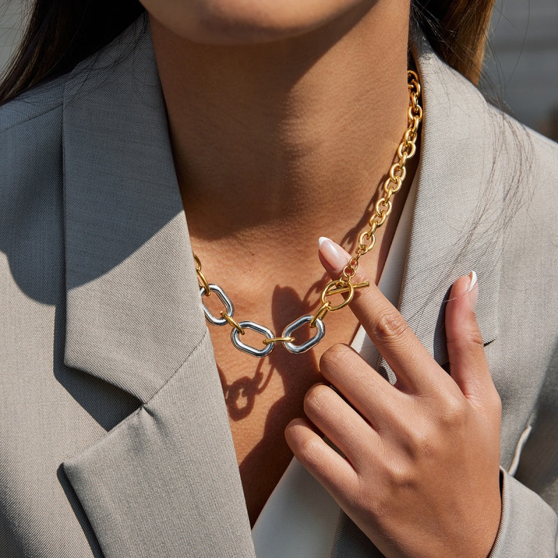 Two-Tone Chain Necklace | 18K Gold Plated Stainless Steel