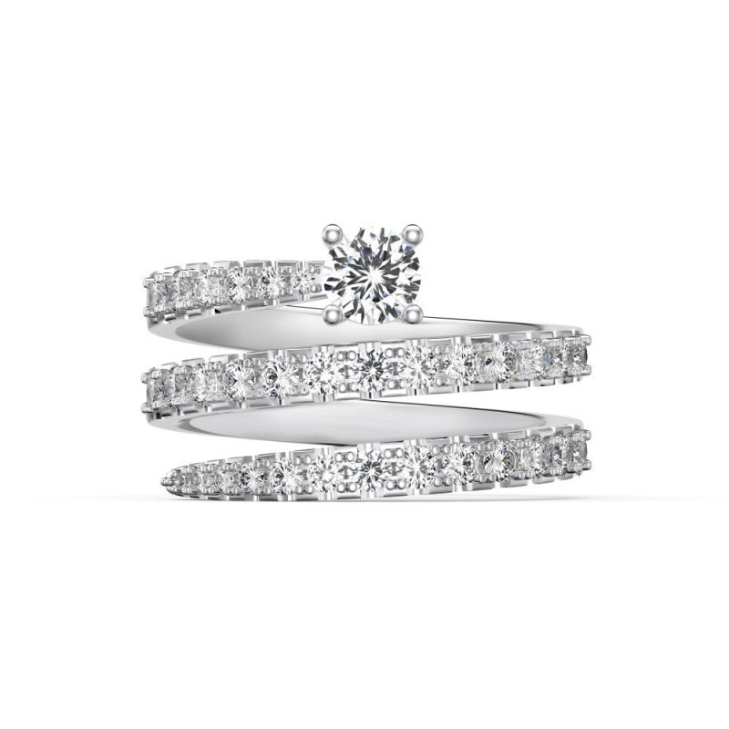 Round CZ Iced Out Spiral Ring JDY120956