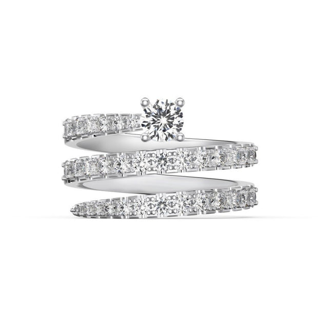 Round CZ Iced Out Spiral Ring JDY120956