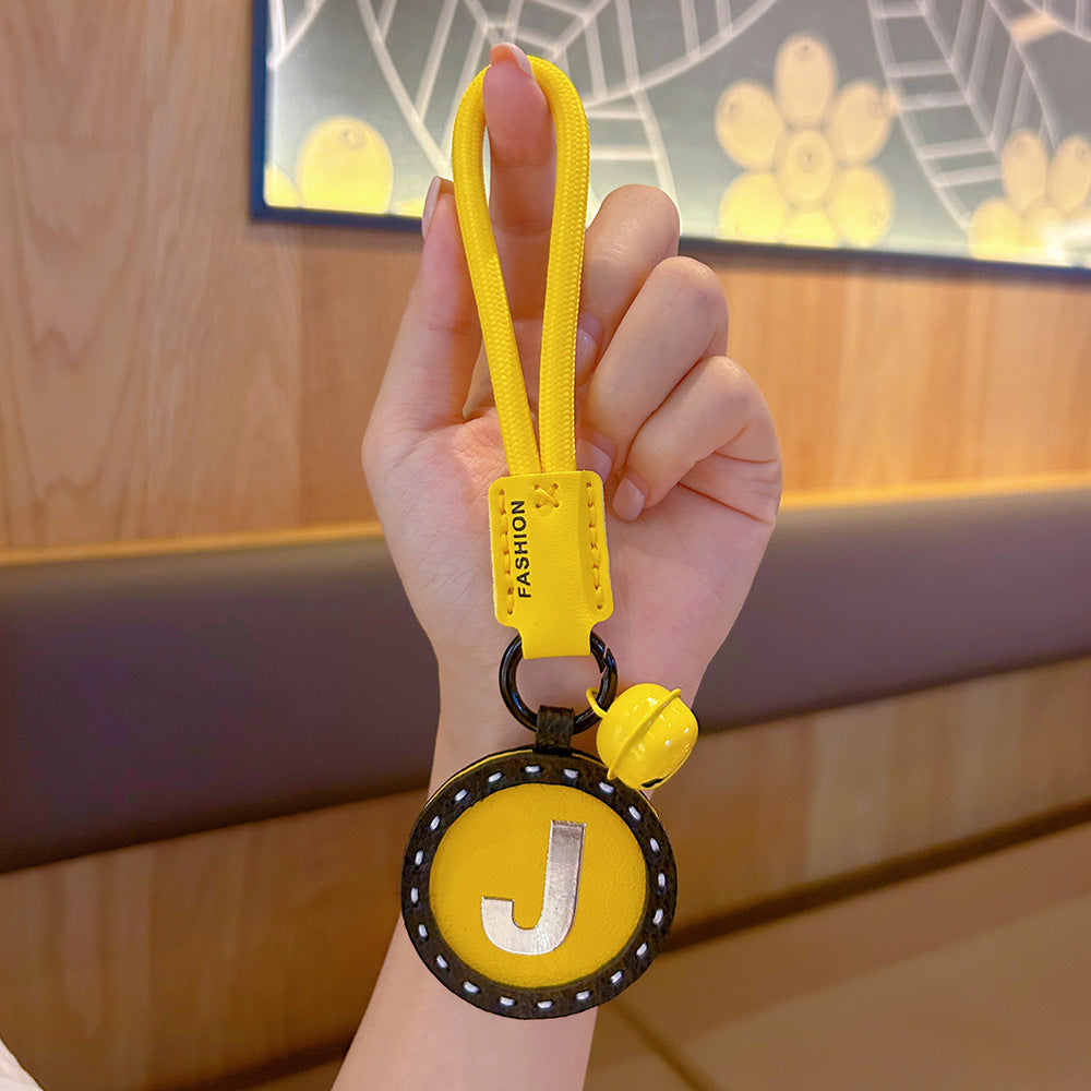 Letter Keychain | Round Leather Charm | Minimalist Gift