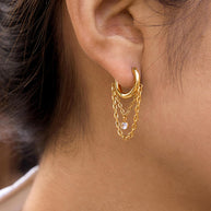 Fringe Hoop Earring | Gold Plated Stainless | Luxury Women's