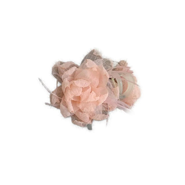 Gentle Pink Camellia Hair Claw JMX046-feather