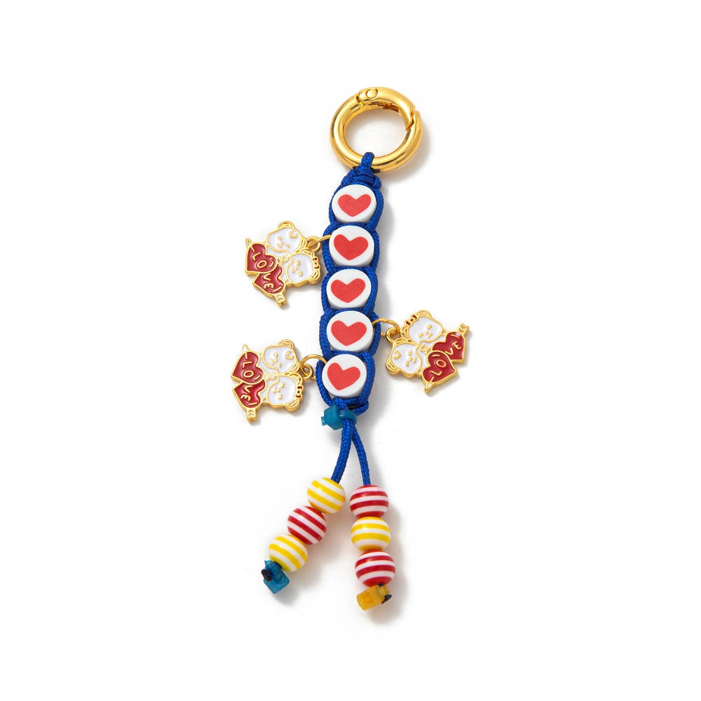 Heart Frog Pendants Cute Woven Keychain Charms JX251405O01