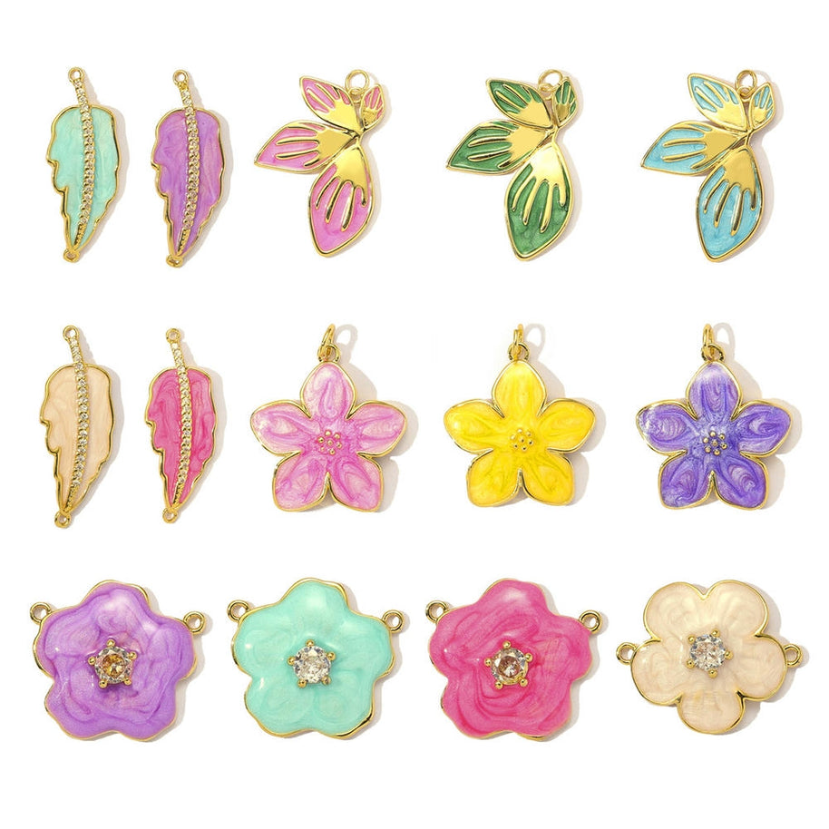 Cherry Blossom Pendant | Romantic Enamel Leaf French Charm