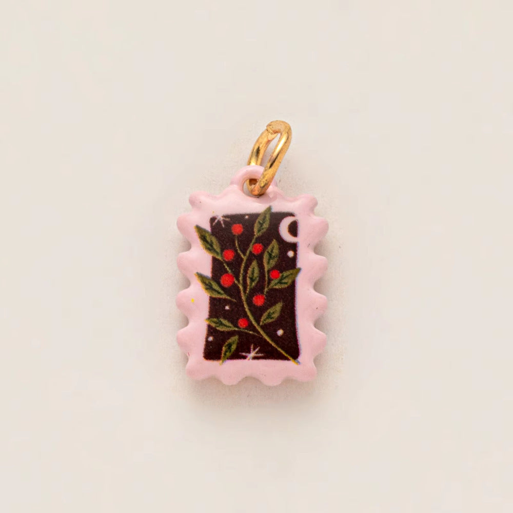 Colorful Pumpkin Bird Enamel Pendant 18K Gold Plated Women