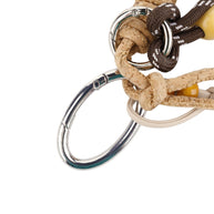 Charm Keychain with Leather Rope Natural Wood Beads