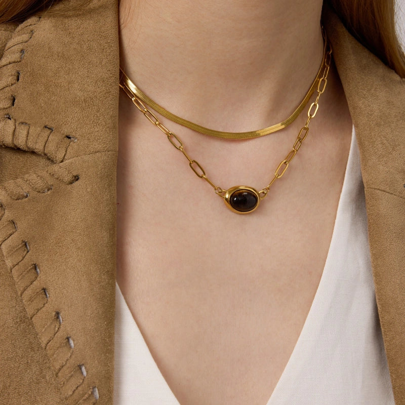 Tiger Eye Stone Necklace | Luxury Fall Choker Jewelry