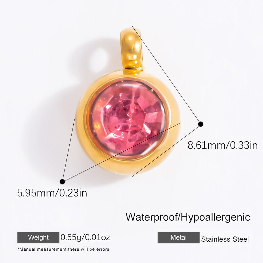 6mm Birthstone Single Pendant Steel Necklace Charm JXPJ91627A